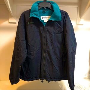 Columbia Black/Teal Full Zip Windbreaker Jacket Men’s Medium